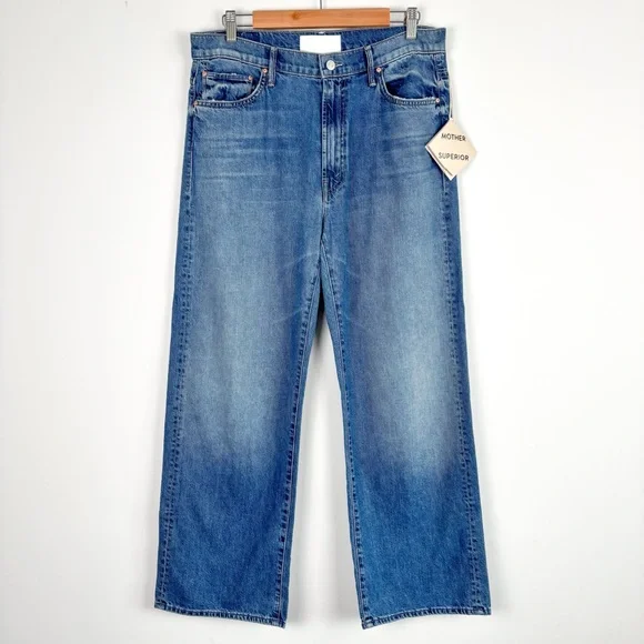 MOTHER Dodger Ankle Blue Flare & Wide Leg Jeans - Picture 4 of 11